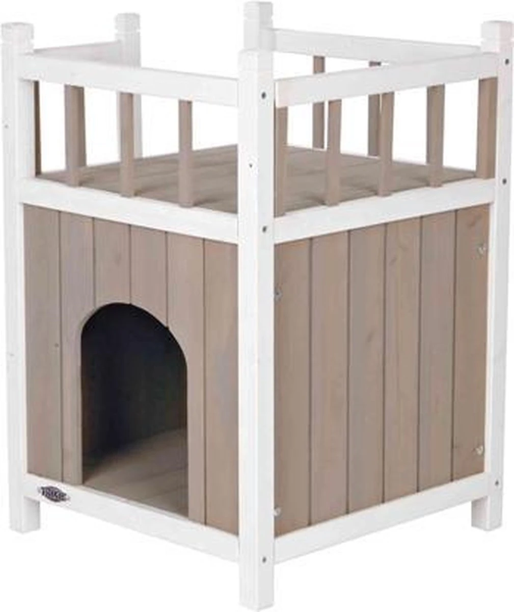 Trixie Kattenhuis Cat's Home Met Balkon Grijs / Wit - 45X65X45 CM 6 Trixie Kattenhuis Cat's Home Met Balkon Grijs / Wit - 45X65X45 CM - Afbeelding 4