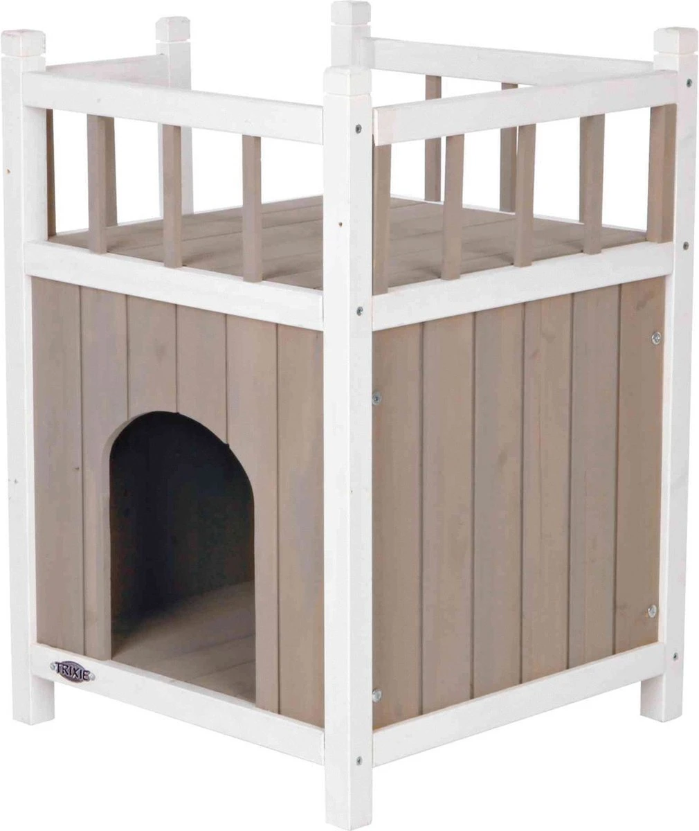 Trixie Kattenhuis Cat's Home Met Balkon Grijs / Wit - 45X65X45 CM 4 Trixie Kattenhuis Cat's Home Met Balkon Grijs / Wit - 45X65X45 CM - Afbeelding 2