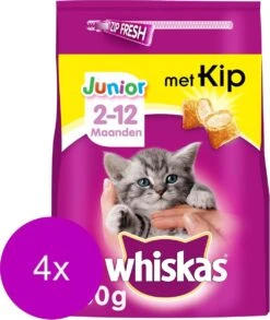 Whiskas Brokjes Junior Kip - Kattenvoer - 4 X 950 G