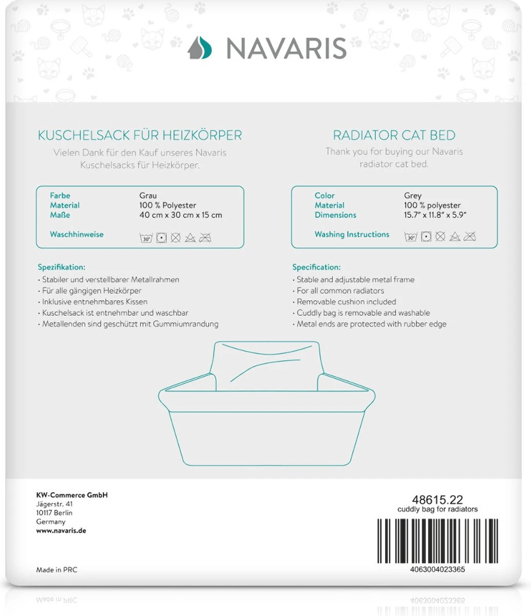 Navaris Hangmat Radiator Voor Katten - Kattenmand Voor Aan De Verwarming - Inclusief Uitneembaar Kussen - Tot 6 Kg 9 Navaris Hangmat Radiator Voor Katten - Kattenmand Voor Aan De Verwarming - Inclusief Uitneembaar Kussen - Tot 6 Kg - Afbeelding 7