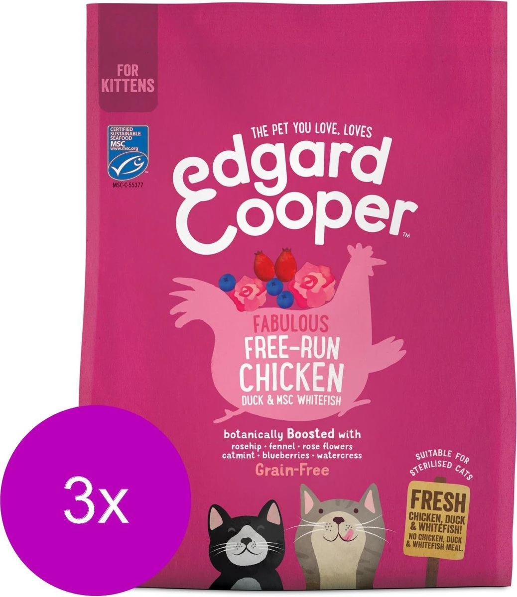 Edgard&Cooper Kitten Kip&Eend&Witvis - Kattenvoer - 3 X 300 G 3 Edgard&Cooper Kitten Kip&Eend&Witvis - Kattenvoer - 3 X 300 G