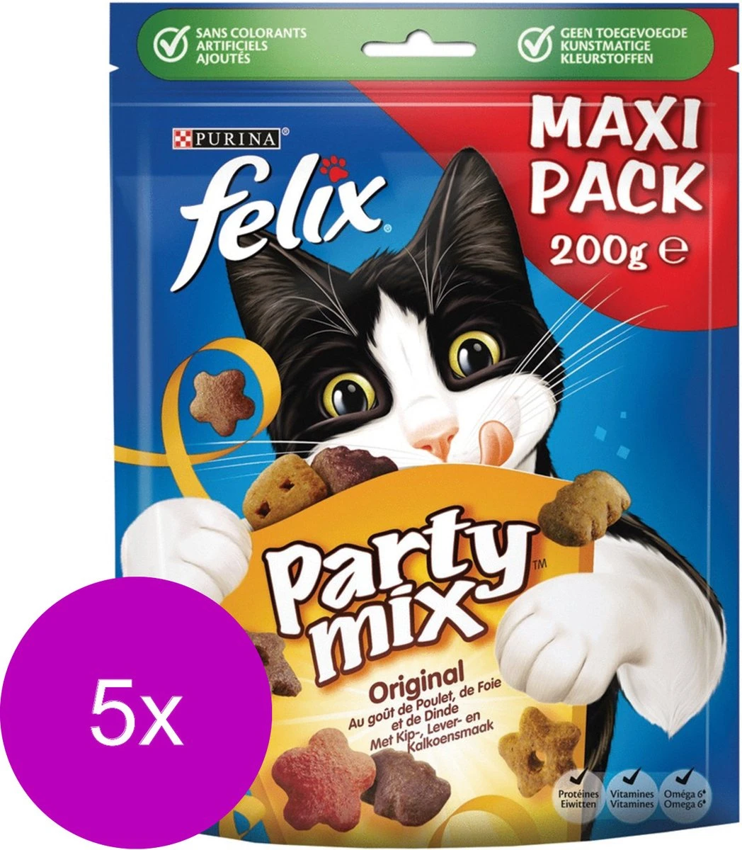 Felix Party Mix - Kattensnacks Original Mix - 5 X 200g 9 Felix Party Mix - Kattensnacks Original Mix - 5 X 200g - Afbeelding 7
