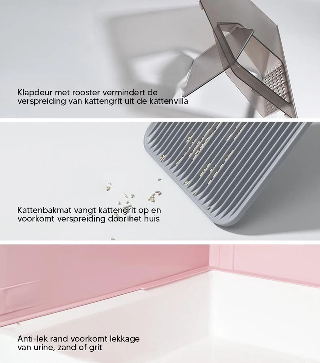 Kattenbak Villa Met Dubbele Voerbak En Kattenbakmat – Kat - Drinkbak – Modern En Stijlvol - Design - Groen 7 Kattenbak Villa Met Dubbele Voerbak En Kattenbakmat – Kat - Drinkbak – Modern En Stijlvol - Design - Groen - Afbeelding 5