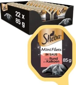 Sheba Mini Filets In Saus Katten Natvoer - Rund & Kalkoen - 22 X 85 Gr