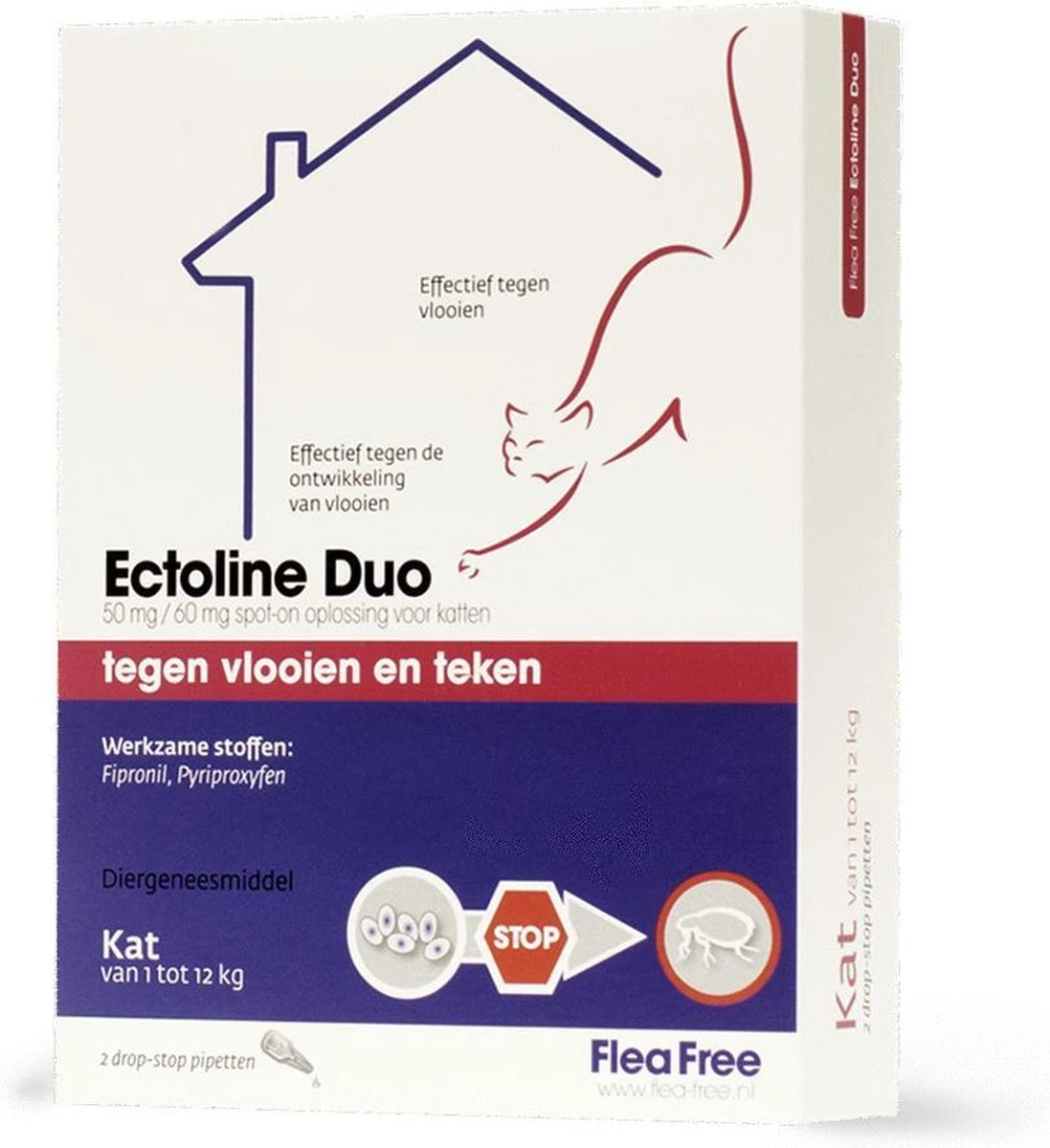 Flea Free Ectoline Duo Kat - Tegen Vlooien En Teken - 2 Pipetten 6 Flea Free Ectoline Duo Kat - Tegen Vlooien En Teken - 2 Pipetten - Afbeelding 4