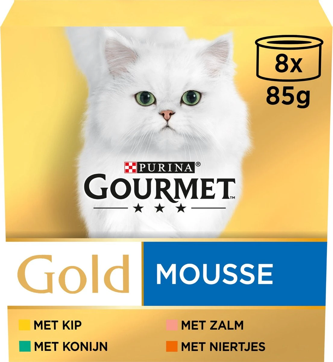 Gourmet Gold Mousse - Kattenvoer Natvoer - Kip, Zalm, Niertjes & Konijn - 48 X 85 G 3 Gourmet Gold Mousse - Kattenvoer Natvoer - Kip, Zalm, Niertjes & Konijn - 48 X 85 G
