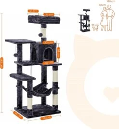 Krabpaal Met Hangmat Voor Meerdere Katten, Kattenboom, Rookgrijs 12 Krabpaal Met Hangmat Voor Meerdere Katten, Kattenboom, Rookgrijs -Kattenbenodigdheden 1112x1200 3