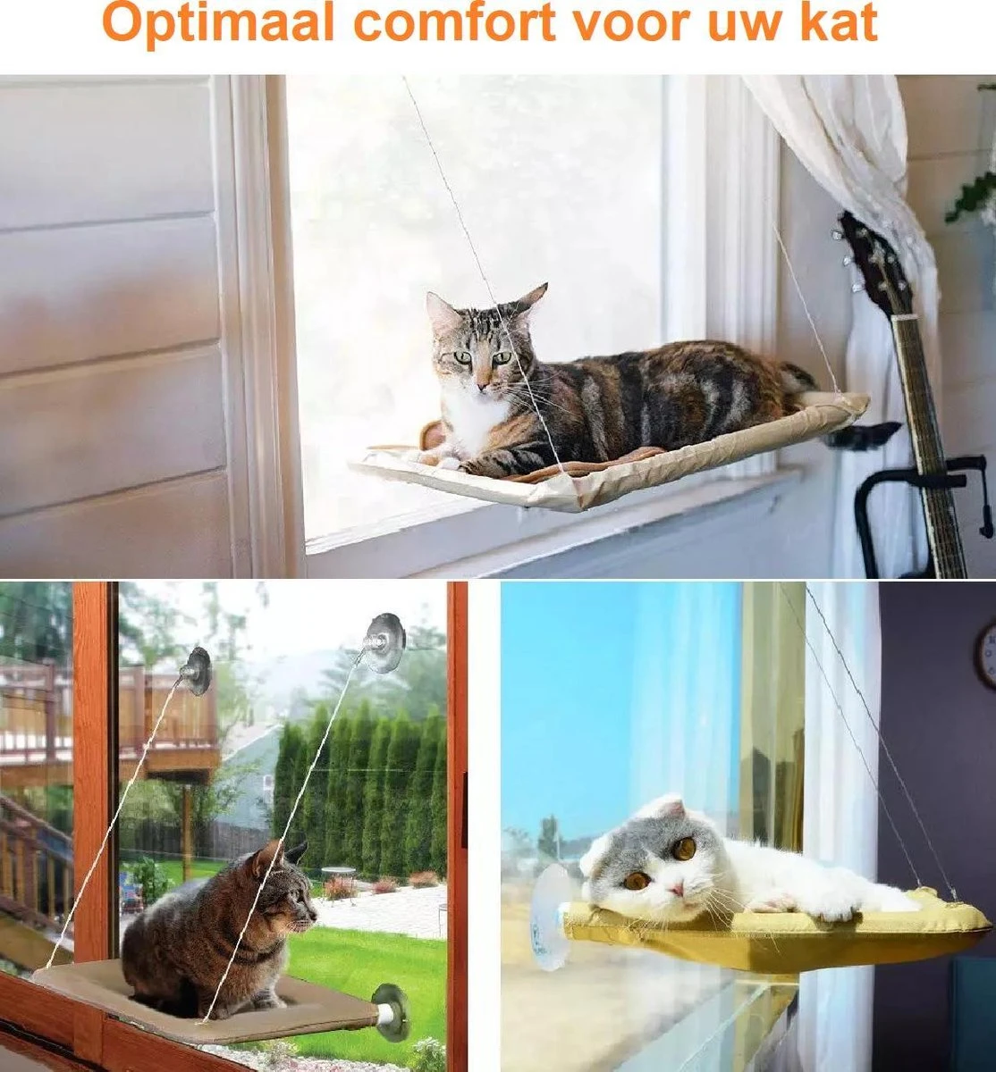 Merkloos Kattenhangmat – Hangmat Kat – Kattenmand Raam – Kattenkussen – Kattenbed – Poezenmand – Beige 5 Merkloos Kattenhangmat – Hangmat Kat – Kattenmand Raam – Kattenkussen – Kattenbed – Poezenmand – Beige - Afbeelding 3