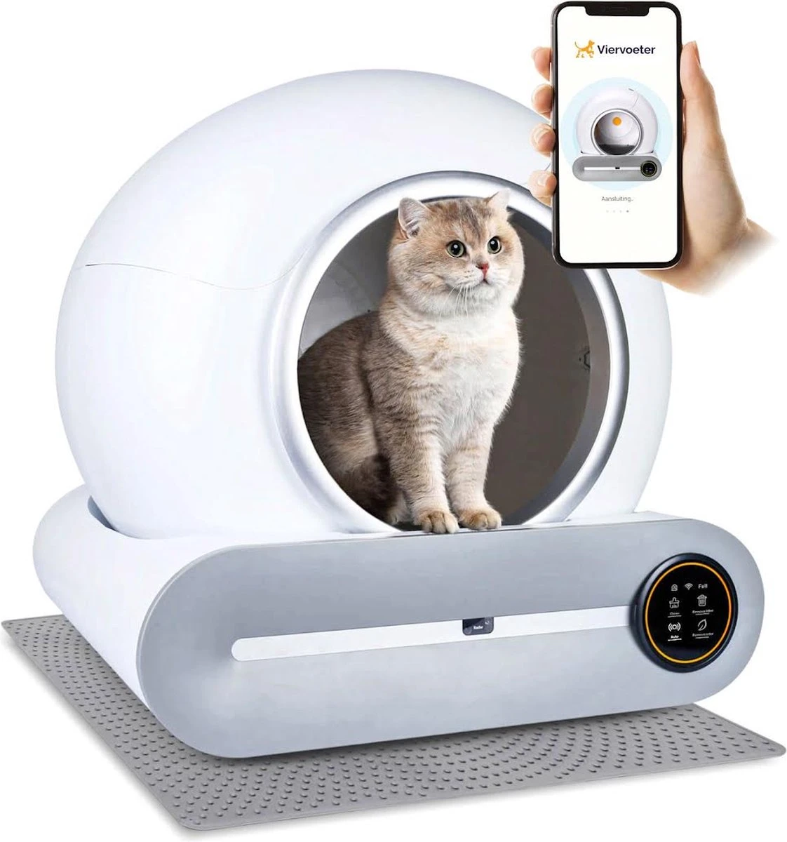 Viervoeter™ Kattenbak Zelfreinigend – Automatische Kattenbak – Zelfreinigende Kattenbak – Anti-geur – 53x58x55cm – Bedienen Via App – 65 Liter 3 Viervoeter™ Kattenbak Zelfreinigend – Automatische Kattenbak – Zelfreinigende Kattenbak – Anti-geur – 53x58x55cm – Bedienen Via App – 65 Liter