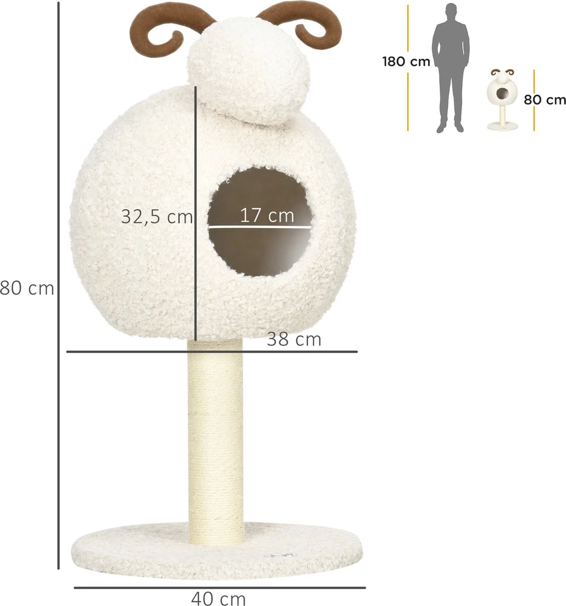 PawHut Kratzbaum Mit Katzenhöhle D30-545V00 4 PawHut Kratzbaum Mit Katzenhöhle D30-545V00 - Afbeelding 2