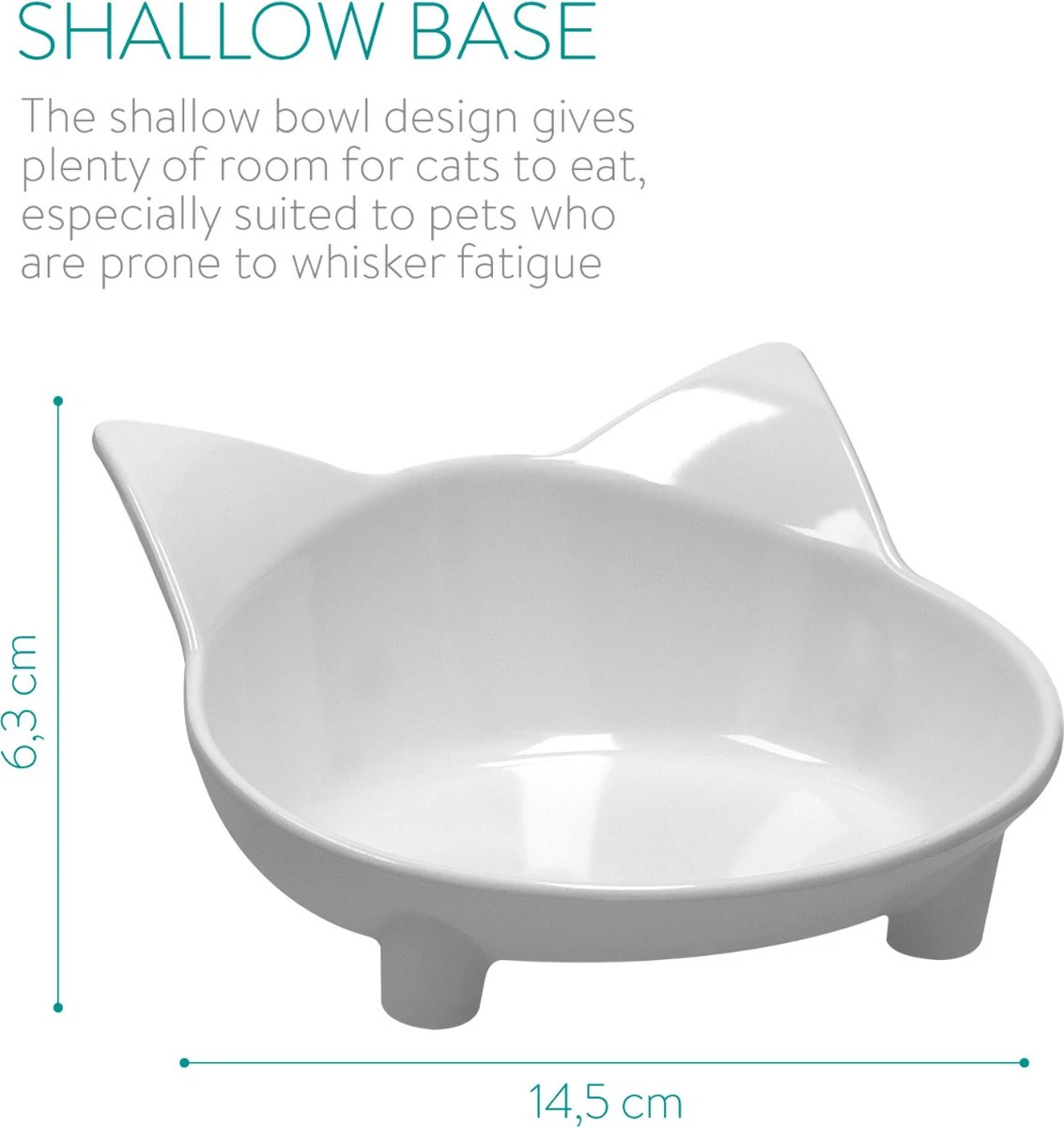 Navaris Voerbakjes Voor Katten - Set Van 3 Voer- En Waterbakken - Met Kattenkopjes Vorm - Antislip - Etensbakjes In Grijs, Wit En Zwart 4 Navaris Voerbakjes Voor Katten - Set Van 3 Voer- En Waterbakken - Met Kattenkopjes Vorm - Antislip - Etensbakjes In Grijs, Wit En Zwart - Afbeelding 2
