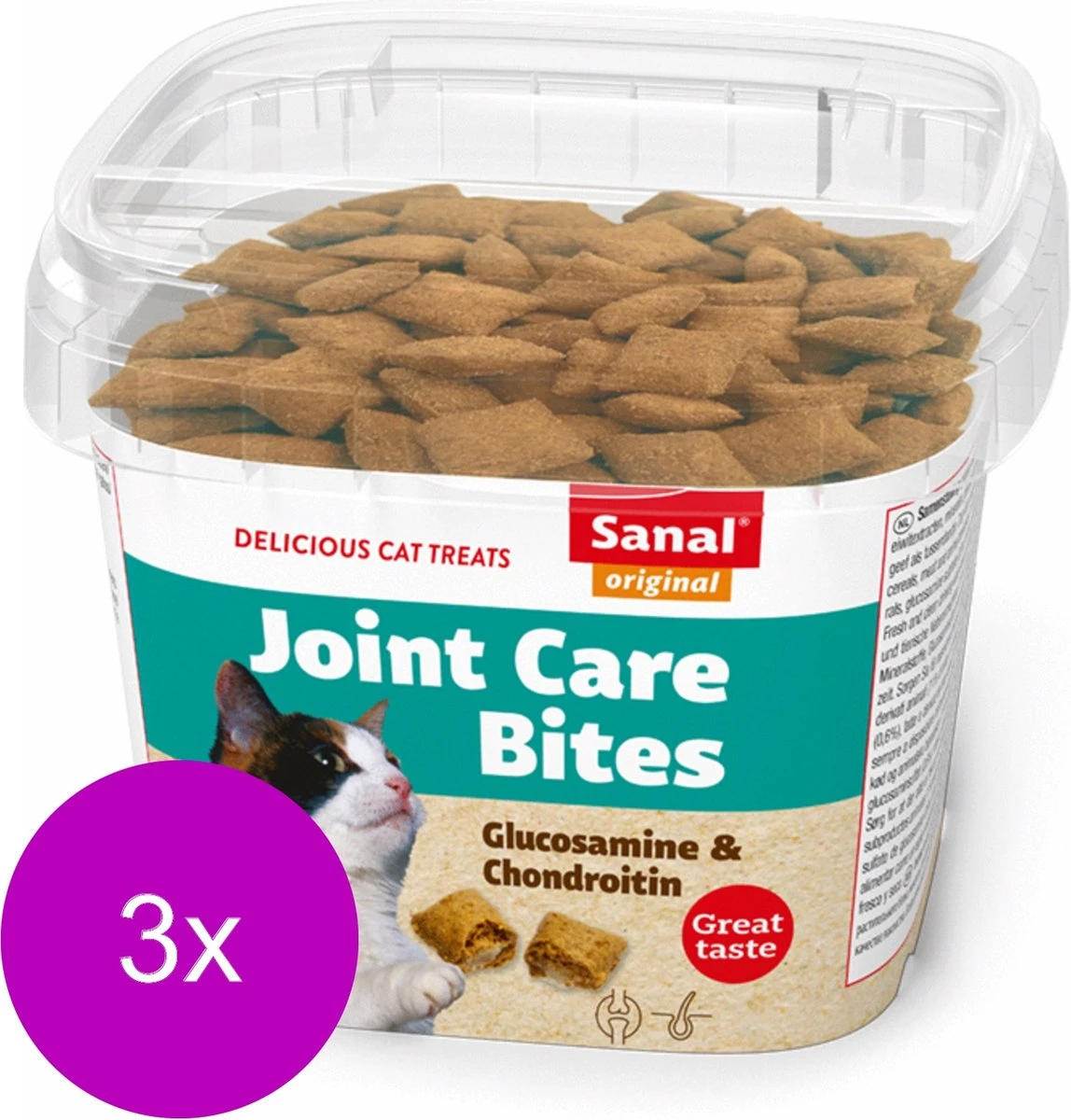 Sanal Joint Care - Kat - Snack - Chondroïtine & Glucosamine - 3 X 75 Gr 3 Sanal Joint Care - Kat - Snack - Chondroïtine & Glucosamine - 3 X 75 Gr