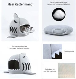 MikaMax Haai Hondenmand - Kattenmand - Dierenmand - Huisdierkussen - Mand Of Bed - Origineel - Extra Zacht Materiaal - 42 X 42 X 36 Cm -Kattenbenodigdheden 1151x1200 1