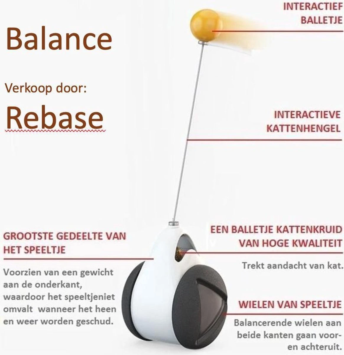 Balance Cat Toy - Katten Speelgoed - Intelligent - Draaiend Balletje Op Wielen - Balletje - Interactief Katten Speeltje - Kitten Bal 4 Balance Cat Toy - Katten Speelgoed - Intelligent - Draaiend Balletje Op Wielen - Balletje - Interactief Katten Speeltje - Kitten Bal - Afbeelding 2