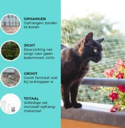Kattennet Premium - 600 X 300 CM - Kattennet Voor Balkon - Transparant - Balkon Net - Makkelijk Te Monteren 13 Kattennet Premium - 600 X 300 CM - Kattennet Voor Balkon - Transparant - Balkon Net - Makkelijk Te Monteren -Kattenbenodigdheden 1168x1200 6