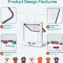 Nobleza Kattenluik Met Tunnel - 4 Vergrendelingsstanden - Weerbestendig - Binnen En Buiten - 20.5 X 19.7 Cm - Maat M - Wit -Kattenbenodigdheden 1188x1200 7