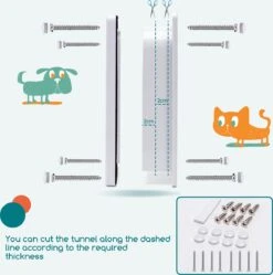 Nobleza Kattenluik Met Tunnel - 4 Vergrendelingsstanden - Weerbestendig - Binnen En Buiten - 20.5 X 19.7 Cm - Maat M - Wit -Kattenbenodigdheden 1190x1200 10