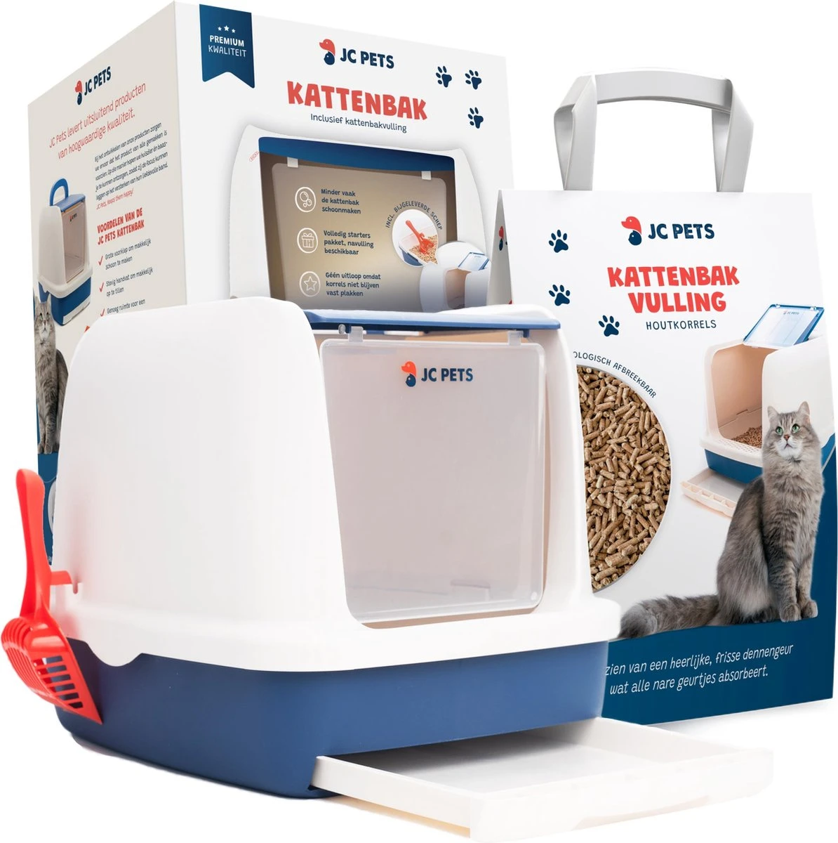 JC Pets Premium Kattenbak Systeem - Inclusief 2.5KG / 4L Kattenbakvulling - Zelfreinigend 3 JC Pets Premium Kattenbak Systeem - Inclusief 2.5KG / 4L Kattenbakvulling - Zelfreinigend