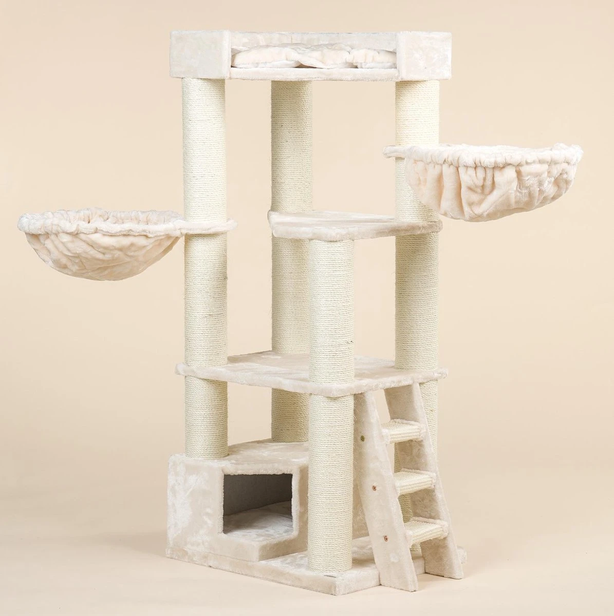 RHRQuality Corner Coon Krabpaal Voor Grote Katten - 60 X 56 X 151 Cm - Crème 4 RHRQuality Corner Coon Krabpaal Voor Grote Katten - 60 X 56 X 151 Cm - Crème - Afbeelding 2