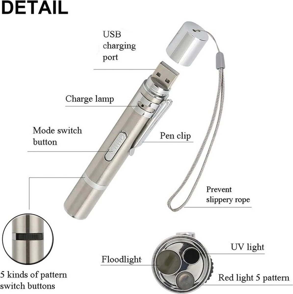 Merkloos Laserpen - Daily Accessoires - USB Oplaadbaar - Kattenspeeltjes - Laserlampje - 7 Verschillende Standen - RVS Zilver - Zaklamp - UV Lamp – Kattenspeelgoed 11 Merkloos Laserpen - Daily Accessoires - USB Oplaadbaar - Kattenspeeltjes - Laserlampje - 7 Verschillende Standen - RVS Zilver - Zaklamp - UV Lamp – Kattenspeelgoed - Afbeelding 9