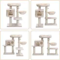 Songmics PCT01M Krabpaal Met XXL-uitkijkplatform, Liggend Hol, Grote Knuffelgrot, Verstelbare Elementen, Extra Dikke Stammen Volledig Gewikkeld In Sisal, Stabiel, Beige -Kattenbenodigdheden 1199x1200 8