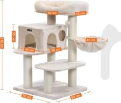 Songmics PCT01M Krabpaal Met XXL-uitkijkplatform, Liggend Hol, Grote Knuffelgrot, Verstelbare Elementen, Extra Dikke Stammen Volledig Gewikkeld In Sisal, Stabiel, Beige -Kattenbenodigdheden 1200x1019 6