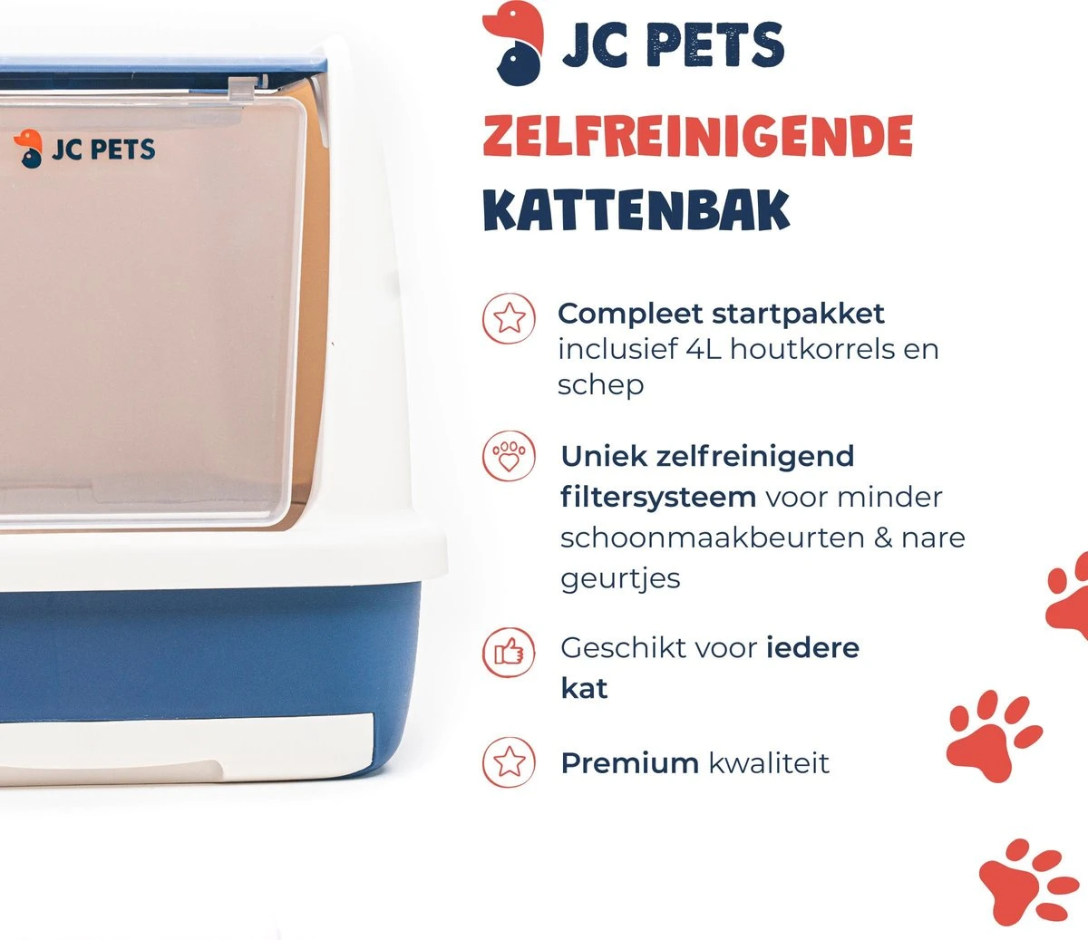 JC Pets Premium Kattenbak Systeem - Inclusief 2.5KG / 4L Kattenbakvulling - Zelfreinigend 6 JC Pets Premium Kattenbak Systeem - Inclusief 2.5KG / 4L Kattenbakvulling - Zelfreinigend - Afbeelding 4