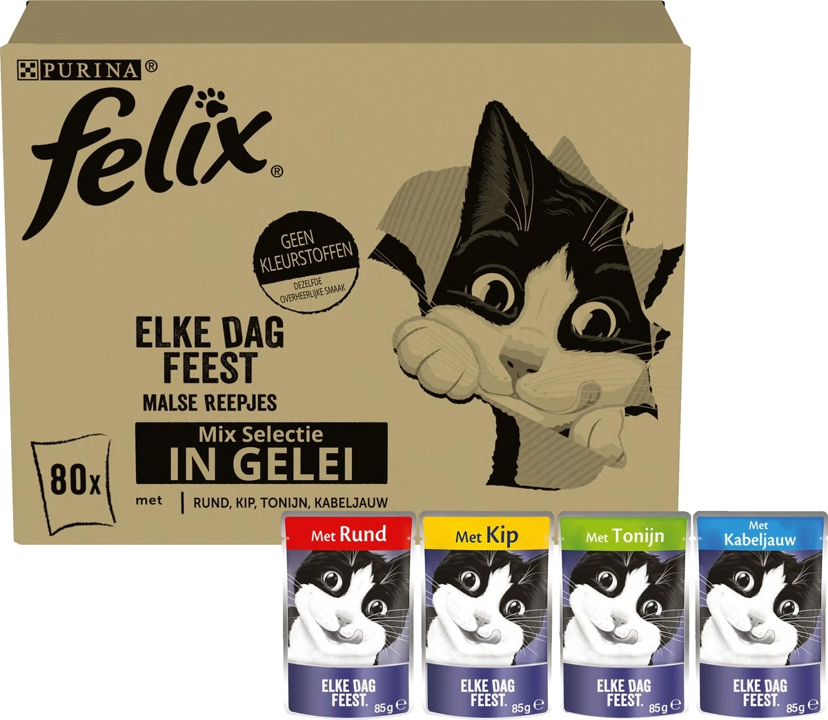 Felix Elke Dag Feest Mix Selectie In Gelei - Katten Natvoer - 80 X 85g 3 Felix Elke Dag Feest Mix Selectie In Gelei - Katten Natvoer - 80 X 85g