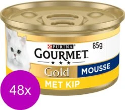 Merkloos Gourmet Gold Mousse 85 G - Kattenvoer - 48 X Kip -Kattenbenodigdheden 1200x1058