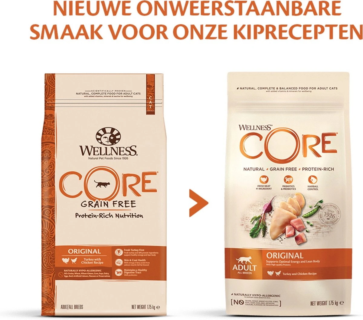 Wellness Core Grain Free Cat Original Kalkoen & Kip - Kattenvoer - 1.75 Kg 4 Wellness Core Grain Free Cat Original Kalkoen & Kip - Kattenvoer - 1.75 Kg - Afbeelding 2