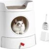 A Sunny Day Kattenbak Met Lade, Bedje En Krabplank - Inclusief Schepje - Design Kattenbak - Wit - Dichte Kattenbak - Kattenbak Gesloten -Kattenbenodigdheden 1200x1063 1