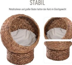 PawHut Kattenmand Rotan Kattennest Kattenbed Met Kussen Huisdierbed Bruin D30-104 18 PawHut Kattenmand Rotan Kattennest Kattenbed Met Kussen Huisdierbed Bruin D30-104 -Kattenbenodigdheden 1200x1096 5