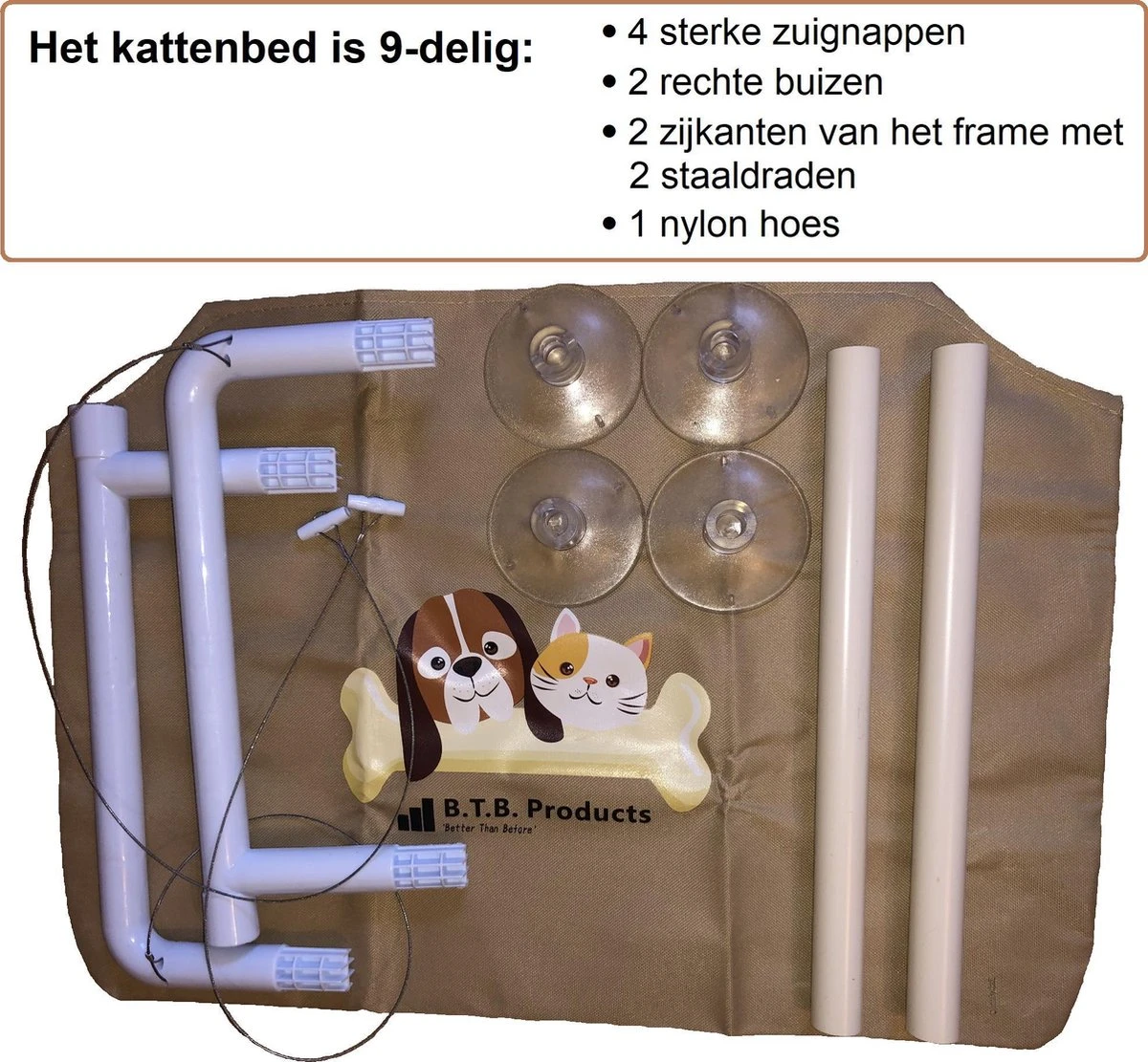 Merkloos Kattenhangmat – Hangmat Kat – Kattenmand Raam – Kattenkussen – Kattenbed – Poezenmand – Beige 7 Merkloos Kattenhangmat – Hangmat Kat – Kattenmand Raam – Kattenkussen – Kattenbed – Poezenmand – Beige - Afbeelding 5