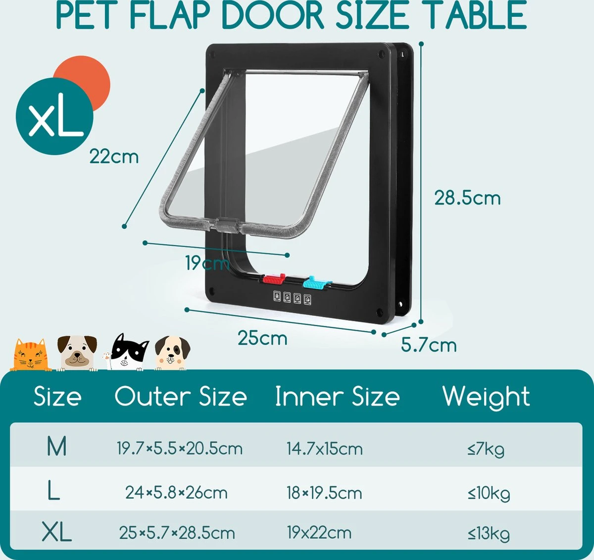 Nobleza Kattenluik Met Tunnel - 4 Vergrendelingsstanden - Weerbestendig - Binnen En Buiten - 28.5 X 25 Cm - Maat XL - Zwart 6 Nobleza Kattenluik Met Tunnel - 4 Vergrendelingsstanden - Weerbestendig - Binnen En Buiten - 28.5 X 25 Cm - Maat XL - Zwart - Afbeelding 4