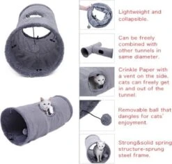 Fuzly Kattentunnel - Speeltunnel - Antraciet - Extra Stevig - Suede - 130cm X 30cm - Large 8 Fuzly Kattentunnel - Speeltunnel - Antraciet - Extra Stevig - Suede - 130cm X 30cm - Large -Kattenbenodigdheden 1200x1140 9