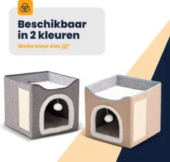 MIRO Katten Huis - Kattenhuizen - Kattenhok - Kattenmand - Dierenhuis - Opvouwbaar - Met Krabmat - Abrikoos -Kattenbenodigdheden 1200x1148 5