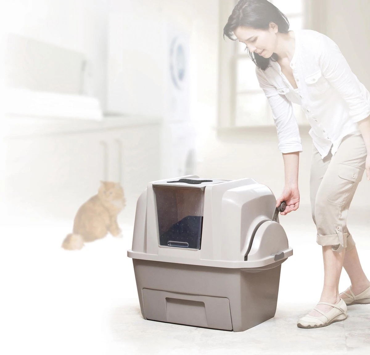 Catit Kattenbak - Incl. 4 Afvalzakken - Grijs/Wit - 67 X 48 X 46 Cm 7 Catit Kattenbak - Incl. 4 Afvalzakken - Grijs/Wit - 67 X 48 X 46 Cm - Afbeelding 5