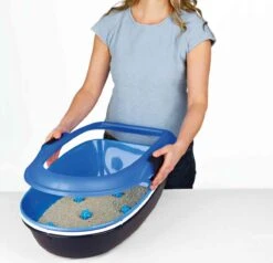 Trixie Berto Kattenbak Open Met Scheidingssyteem Donkergrijs/Blauw - 59X39X22 CM -Kattenbenodigdheden 1200x1157 7