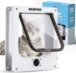 Skipoo Kattenluik Met Tunnel - Weerbestendig - Grote Kat - 4 Vergrendelingsstanden - Wit