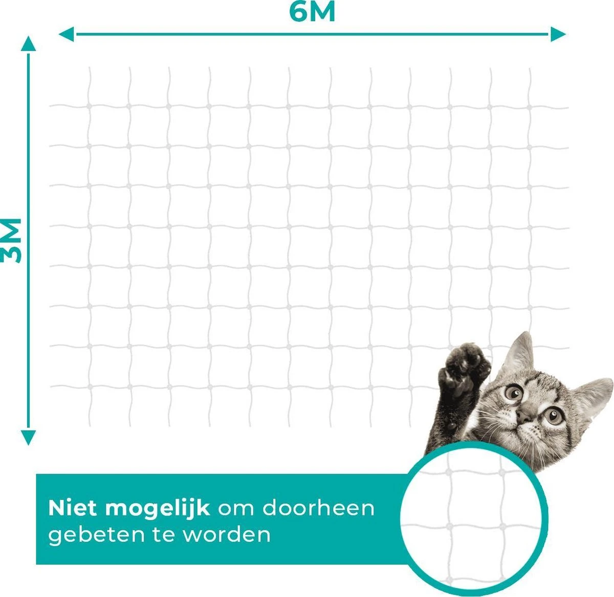 Kattennet Premium - 600 X 300 CM - Kattennet Voor Balkon - Transparant - Balkon Net - Makkelijk Te Monteren 9 Kattennet Premium - 600 X 300 CM - Kattennet Voor Balkon - Transparant - Balkon Net - Makkelijk Te Monteren - Afbeelding 7