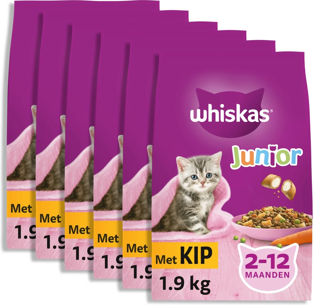 Whiskas Junior - Kattenbrokken - Kip - Zak 6 X 1,9 Kg 3 Whiskas Junior - Kattenbrokken - Kip - Zak 6 X 1,9 Kg