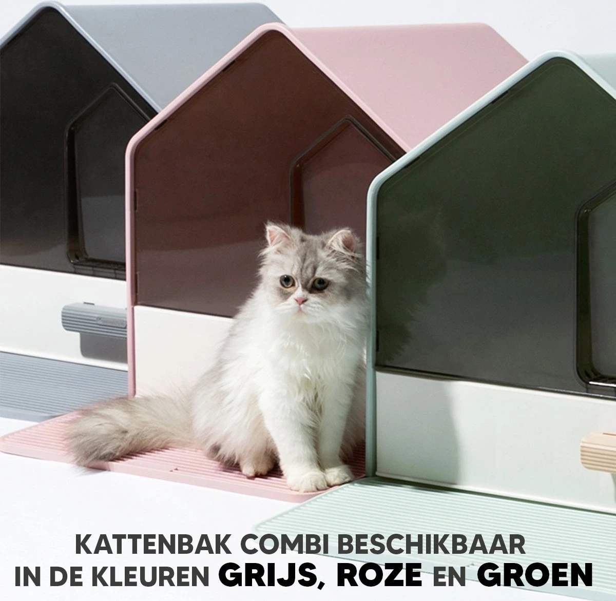 Kattenbak Villa Met Dubbele Voerbak En Kattenbakmat – Kat - Drinkbak – Modern En Stijlvol - Design - Groen 9 Kattenbak Villa Met Dubbele Voerbak En Kattenbakmat – Kat - Drinkbak – Modern En Stijlvol - Design - Groen - Afbeelding 7