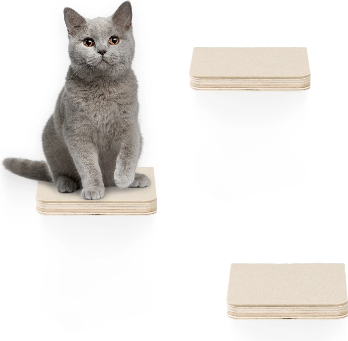Navaris Katten Klimmuur 3 Tredes - 18 X 18 X 1,5 Cm Per Plankje - Katten Klimwand Van Hout - Inclusief Bevestigingsmateriaal 4 Navaris Katten Klimmuur 3 Tredes - 18 X 18 X 1,5 Cm Per Plankje - Katten Klimwand Van Hout - Inclusief Bevestigingsmateriaal - Afbeelding 2