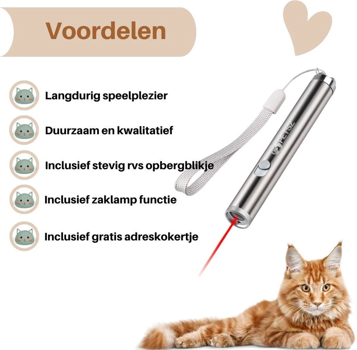 Laserpen - Kattenspeeltjes - Zaklamp - Kat - Laser - Kattenspeelgoed - RVS Opbergblikje 4 Laserpen - Kattenspeeltjes - Zaklamp - Kat - Laser - Kattenspeelgoed - RVS Opbergblikje - Afbeelding 2