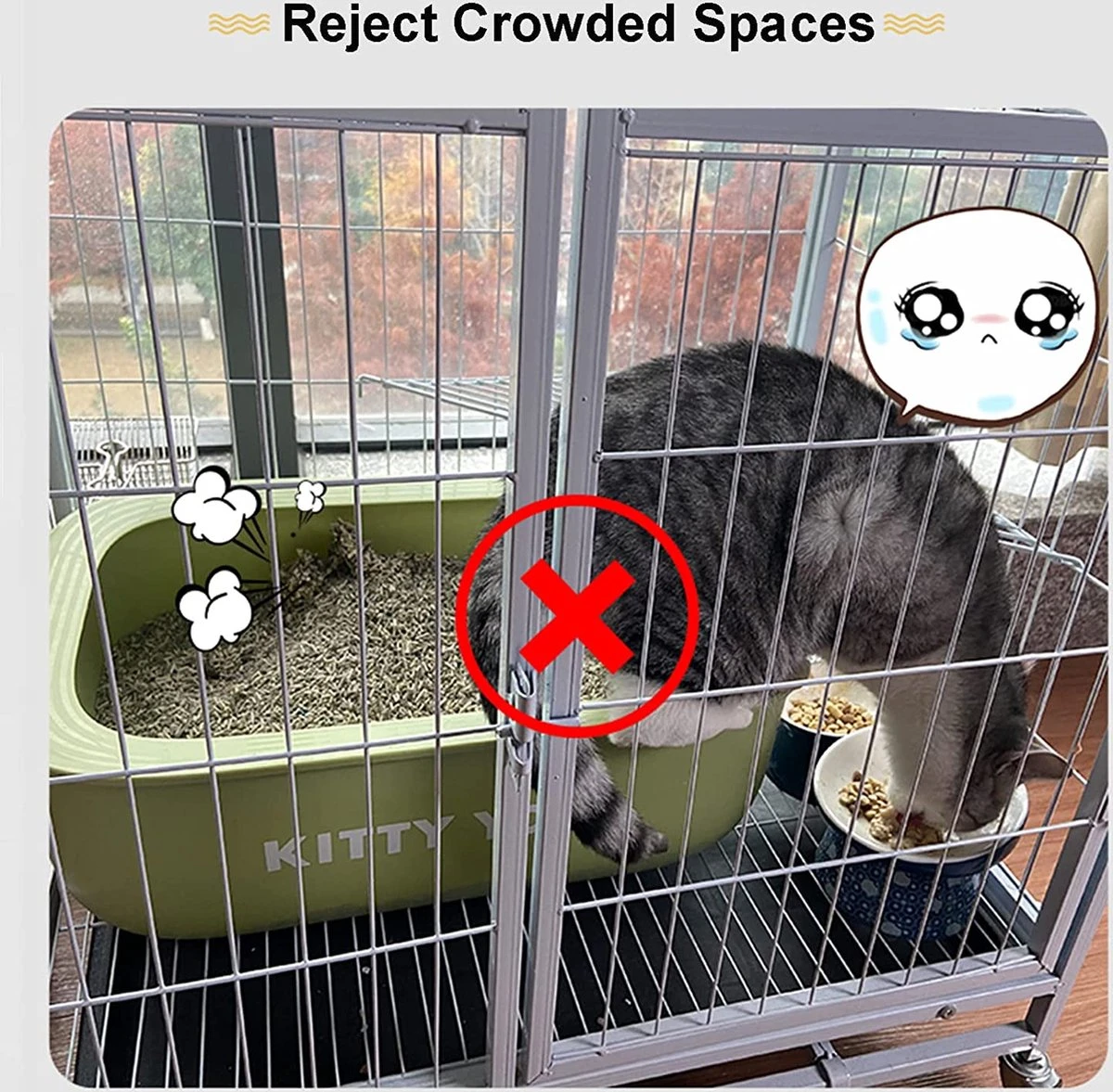 Merkloos XXL Premium Kattenkooi Met Kattenbak 2-laags Kattenkooien Voor Binnen - Grote Opvouwbare Kattenren - Kattenbench Kat Bench - Zwart Dierenverblijf 6 Merkloos XXL Premium Kattenkooi Met Kattenbak 2-laags Kattenkooien Voor Binnen - Grote Opvouwbare Kattenren - Kattenbench Kat Bench - Zwart Dierenverblijf - Afbeelding 4