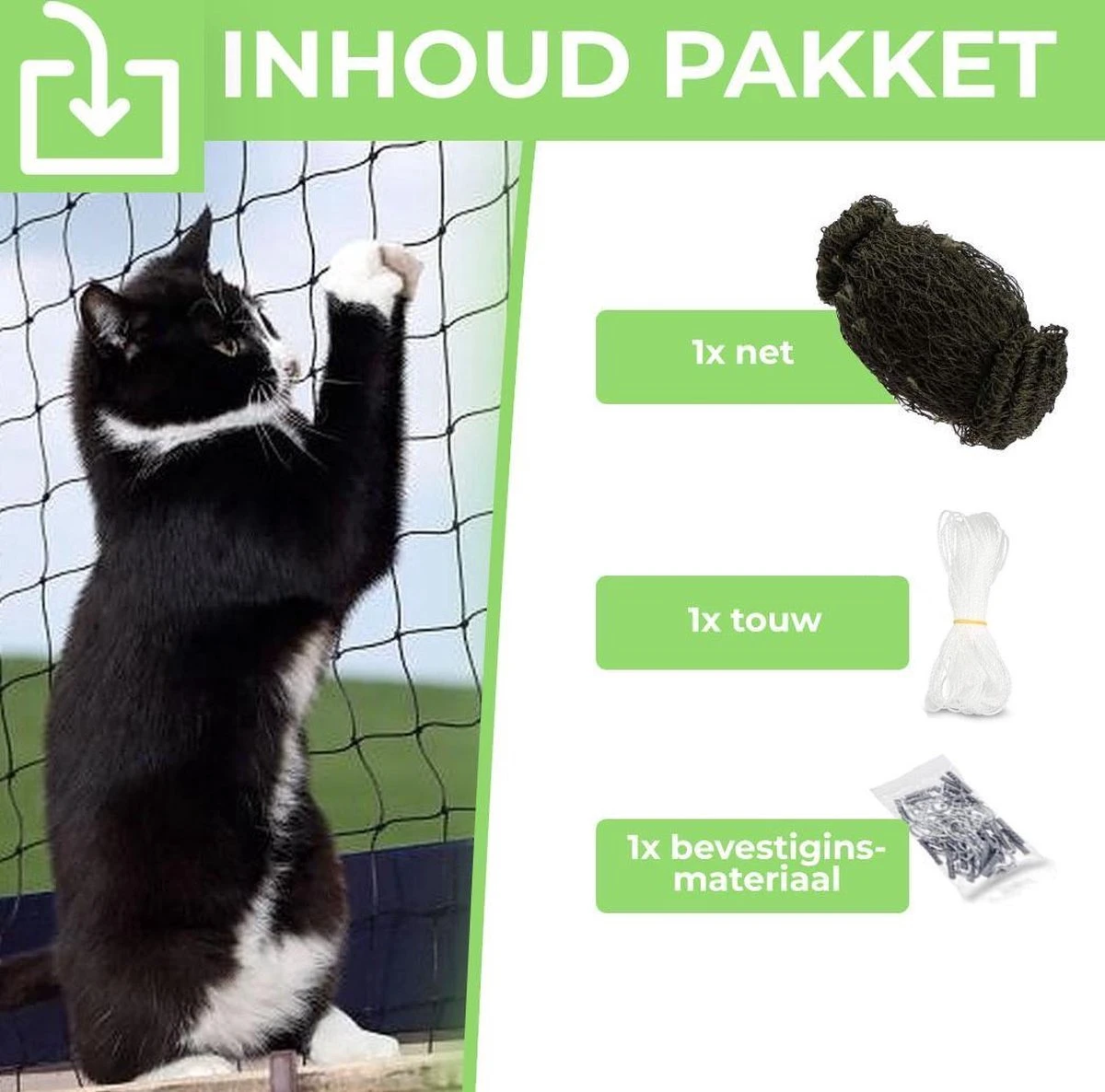 Kattennet Premium EXTRA STEVIG - 600 X 300 CM - Kattennet Voor Balkon - Zwart - Balkon Net - Makkelijk Te Monteren 6 Kattennet Premium EXTRA STEVIG - 600 X 300 CM - Kattennet Voor Balkon - Zwart - Balkon Net - Makkelijk Te Monteren - Afbeelding 4