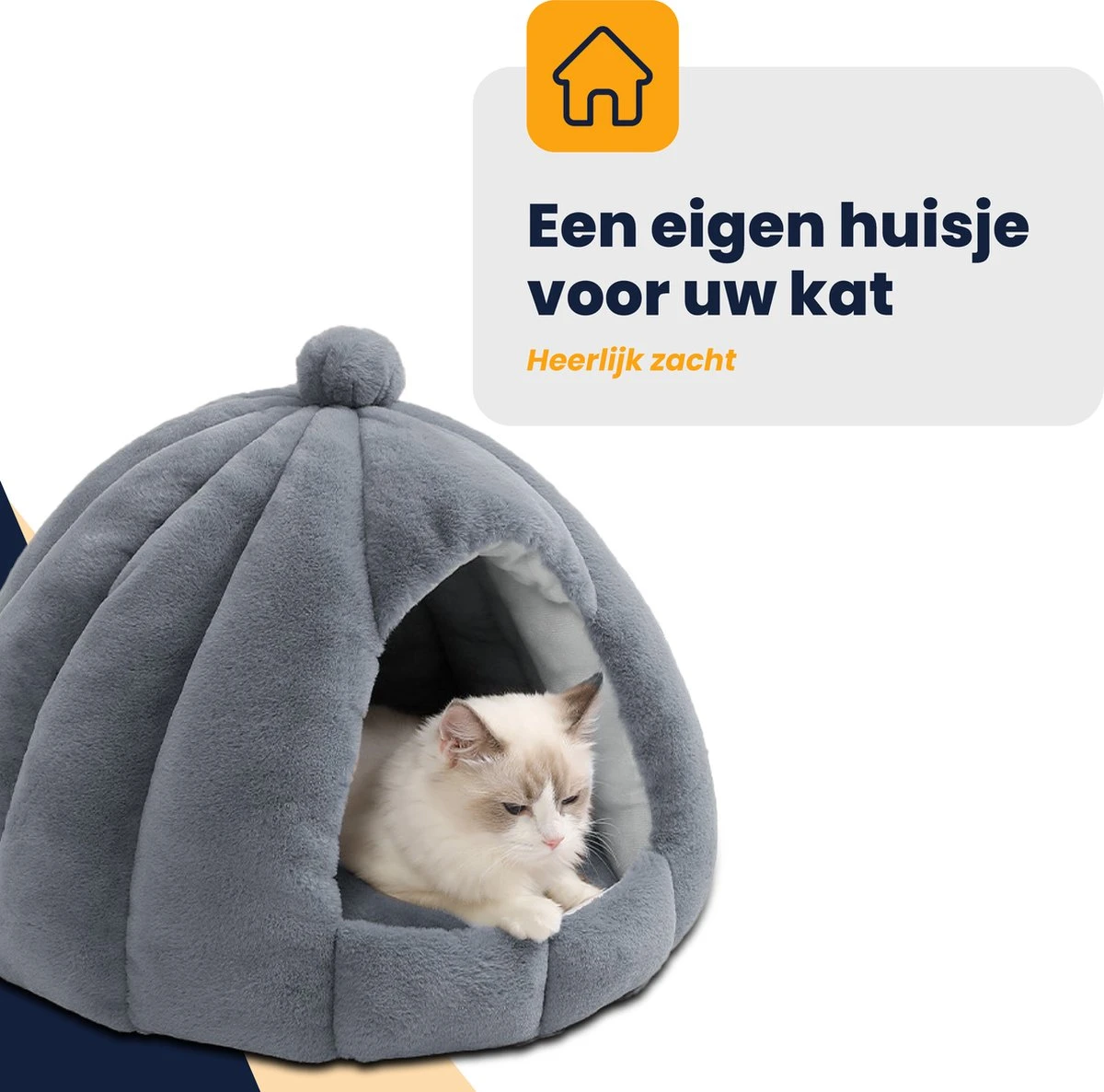 MIRO Katten Huis - Kattenhuizen - Kattenhok - Kattenmand - Dierenhuis - Extra Zacht - Grijs 7 MIRO Katten Huis - Kattenhuizen - Kattenhok - Kattenmand - Dierenhuis - Extra Zacht - Grijs - Afbeelding 5