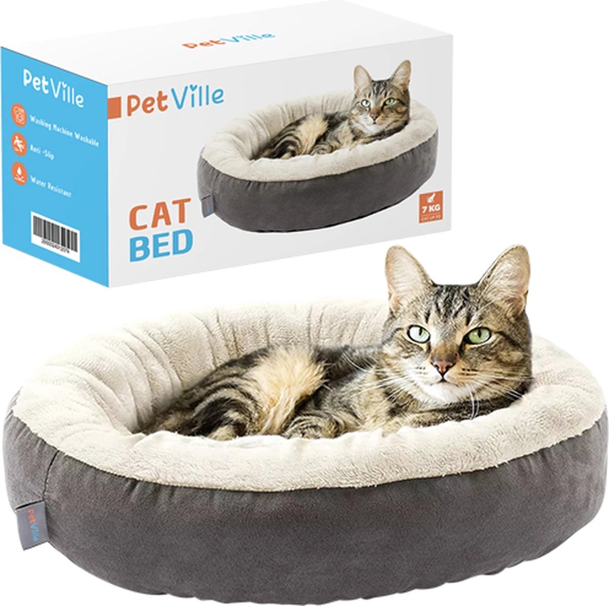 Petville Kattenmand - 50 Cm - Wasbaar - Donut - Waterbestendig - Grijs 3 Petville Kattenmand - 50 Cm - Wasbaar - Donut - Waterbestendig - Grijs