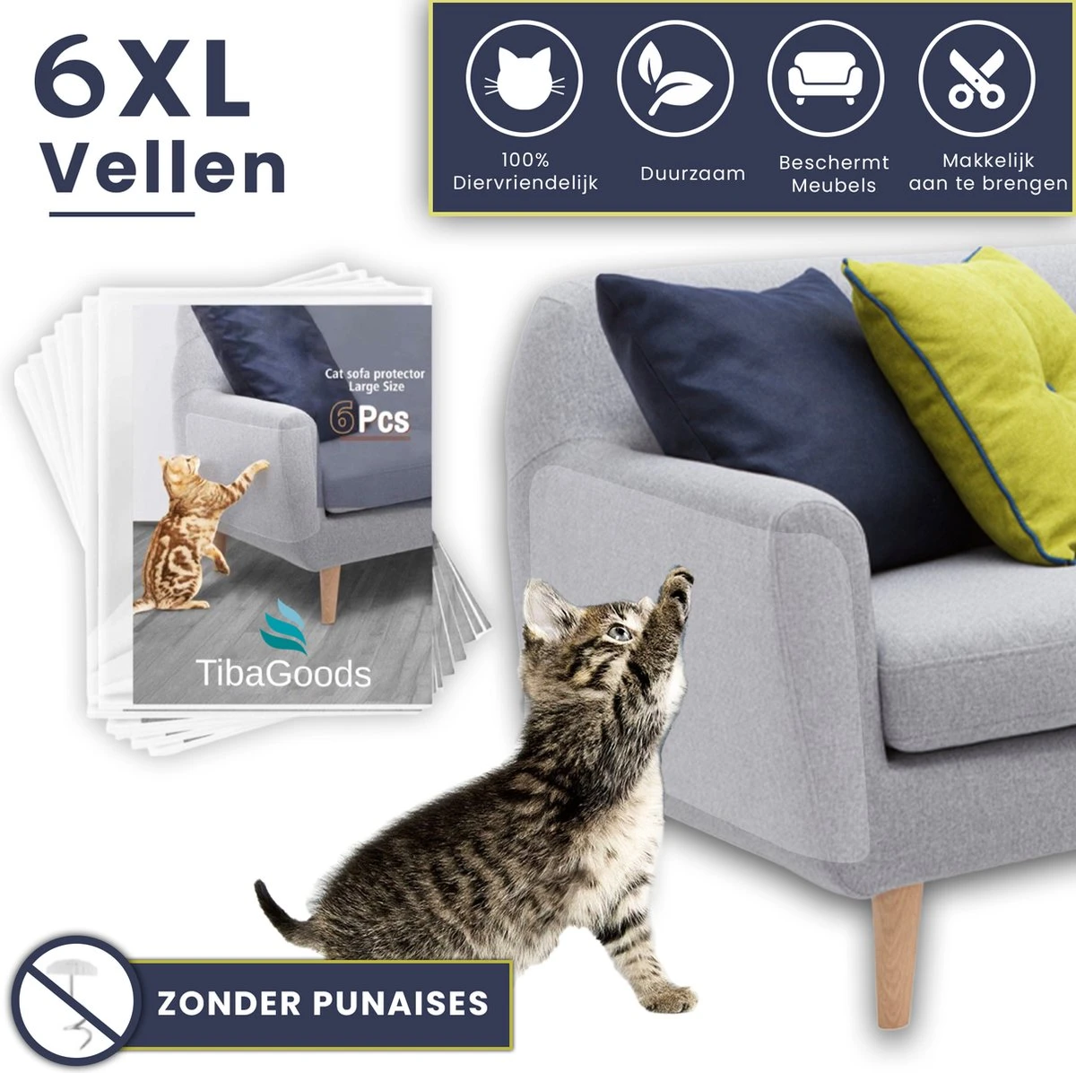 TibaGoods - Anti Krab Vellen Voor Kat En Hond - 6 XL Vellen – Zonder Punaises - Tegen Krabben – Bankbescherming – Meubelbescherming – Krabpaal – Anti Scratch – 43.2 X 30.5cm – Transparant 3 TibaGoods - Anti Krab Vellen Voor Kat En Hond - 6 XL Vellen – Zonder Punaises - Tegen Krabben – Bankbescherming – Meubelbescherming – Krabpaal – Anti Scratch – 43.2 X 30.5cm – Transparant