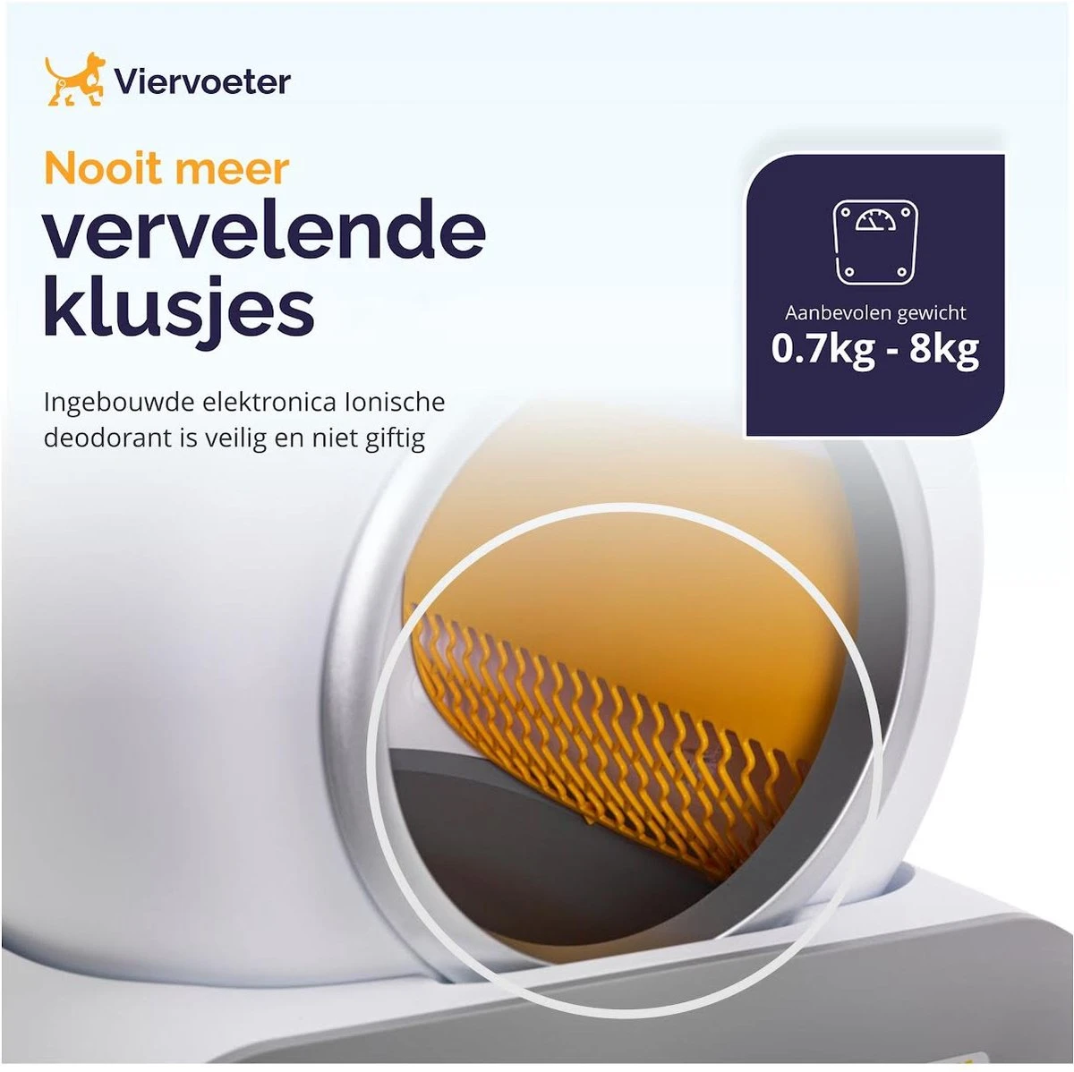 Viervoeter™ Kattenbak Zelfreinigend – Automatische Kattenbak – Zelfreinigende Kattenbak – Anti-geur – 53x58x55cm – Bedienen Via App – 65 Liter 8 Viervoeter™ Kattenbak Zelfreinigend – Automatische Kattenbak – Zelfreinigende Kattenbak – Anti-geur – 53x58x55cm – Bedienen Via App – 65 Liter - Afbeelding 6